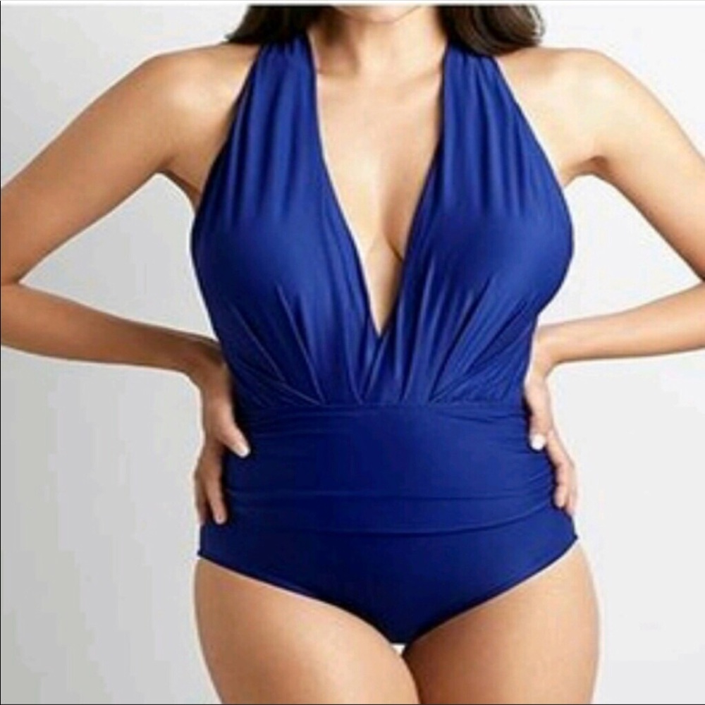 badgley mischka deep V one piece